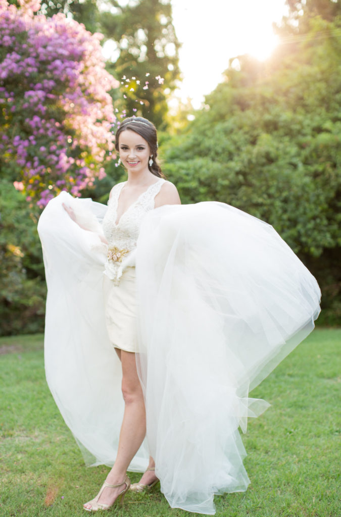 Two piece bridal gown from London and Lace located in Columbia SC. Shoot designed and styled by Avila Dawn Events